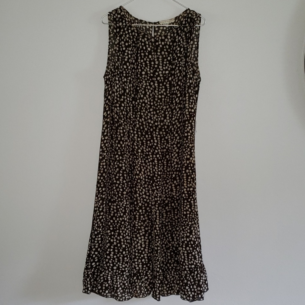 Brown with off white and cream spot dress